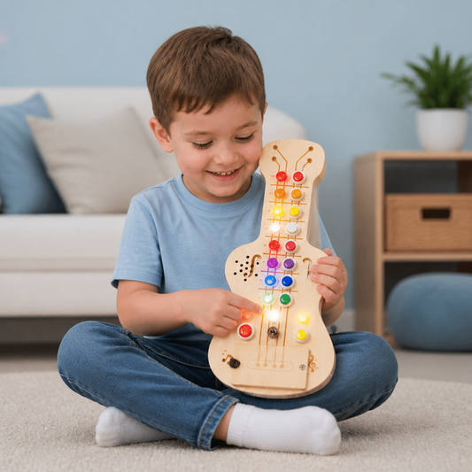 Wooden Light & Sound Guitar Busy Board
