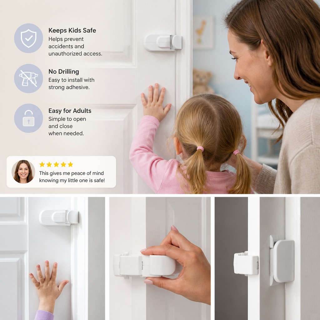 No-Drill Child Safety Door Lock