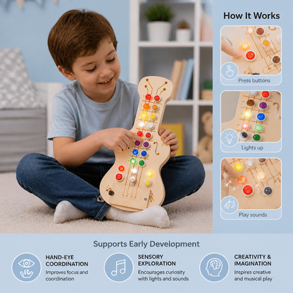 Wooden Light & Sound Guitar Busy Board