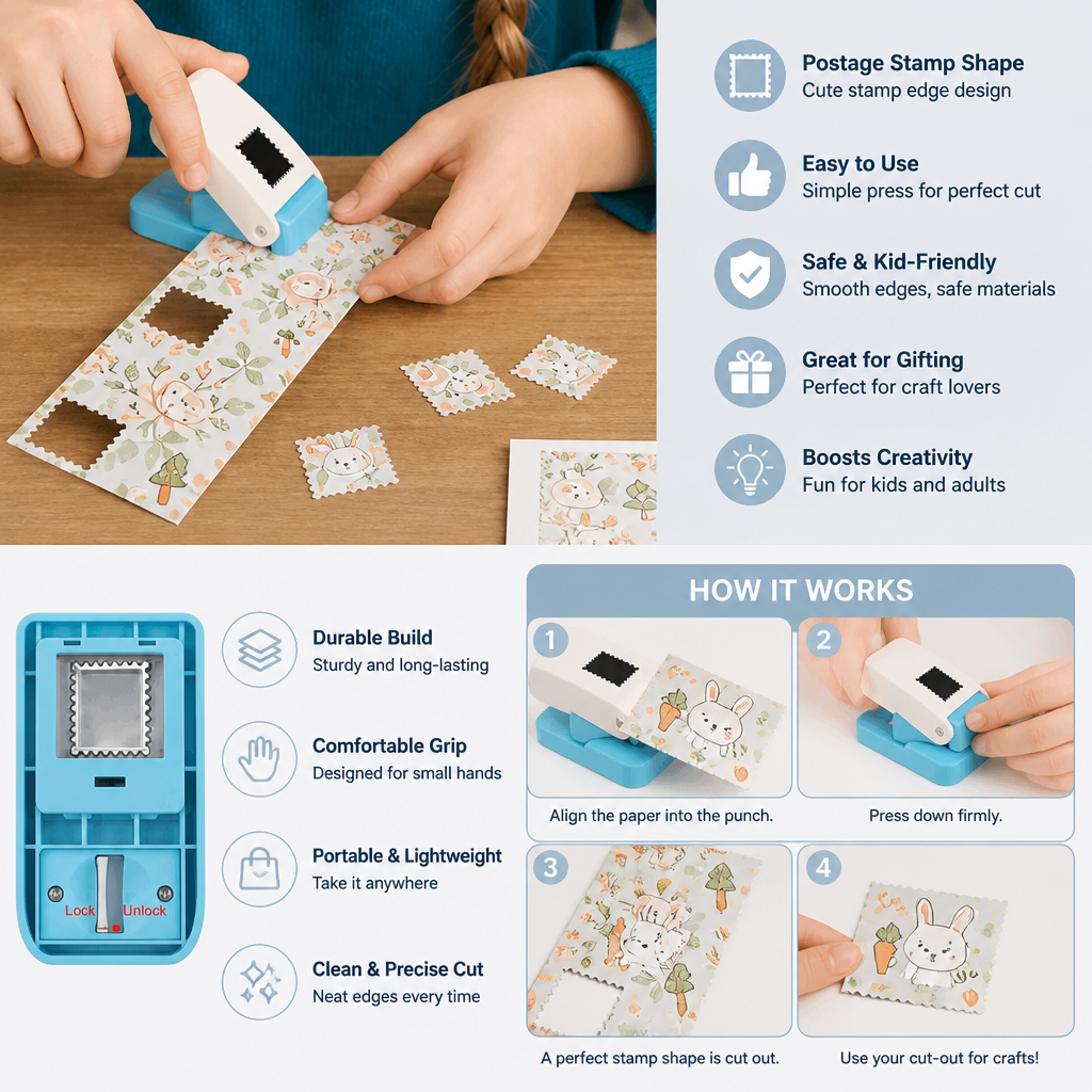 DIY Postage Stamp Paper Punch for Kids’ Arts & Crafts