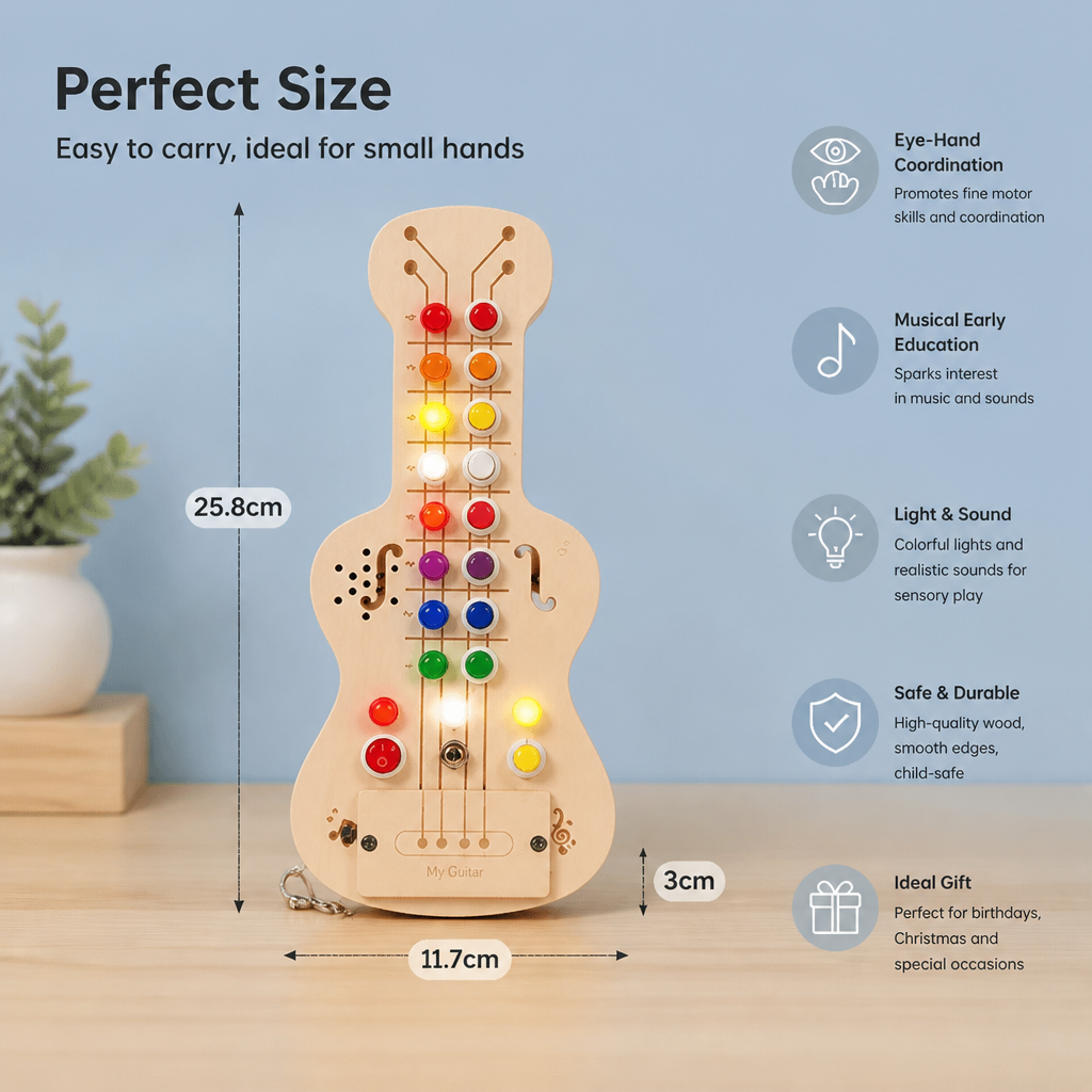 Wooden Light & Sound Guitar Busy Board