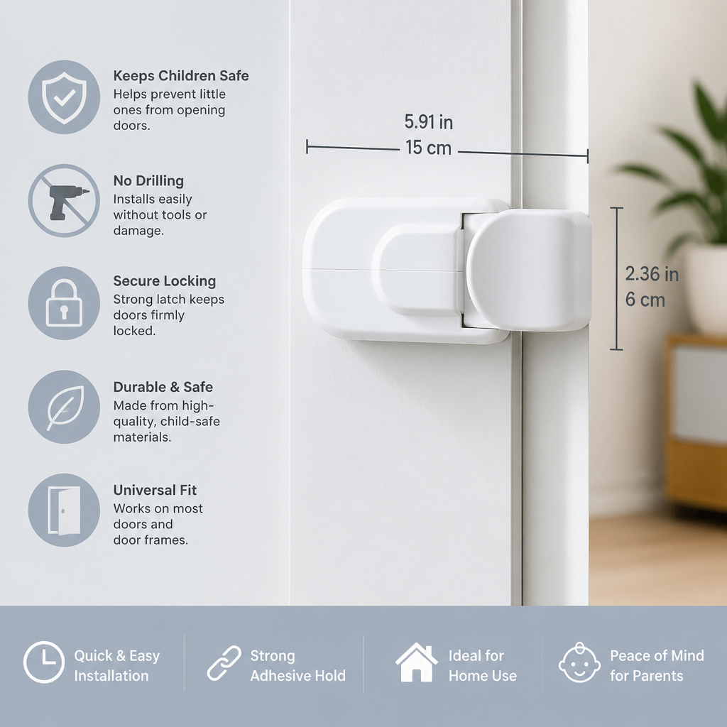 No-Drill Child Safety Door Lock