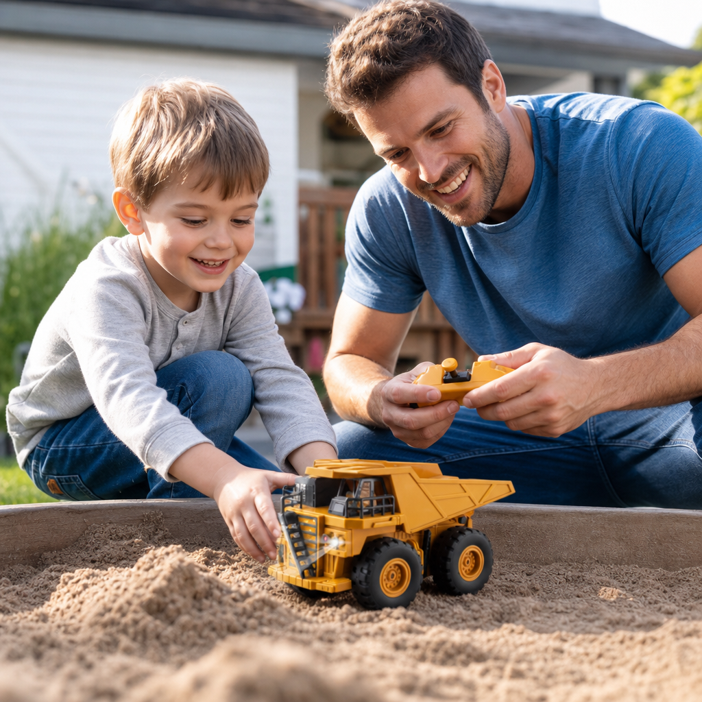 Remote-Controlled Dump Truck with Lights – Construction Vehicle Toy