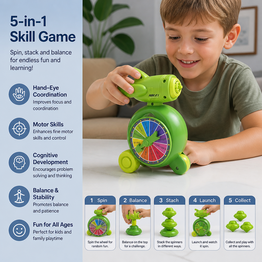 5-in-1 Gyro Educational Toy – Spinning, Balancing & Stacking Skill Game for Kids