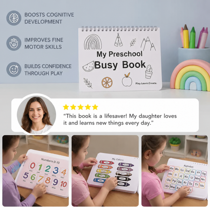 Montessori Busy Book – Reusable Preschool Learning Activity Book