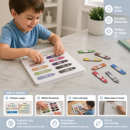 Montessori Busy Book – Reusable Preschool Learning Activity Book