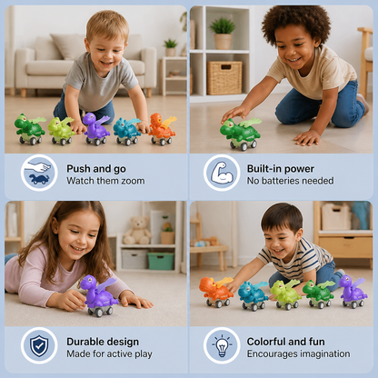 Press & Go Dinosaur Cars – Rolling Dinosaur Toys for Kids