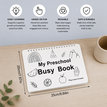 Montessori Busy Book – Reusable Preschool Learning Activity Book