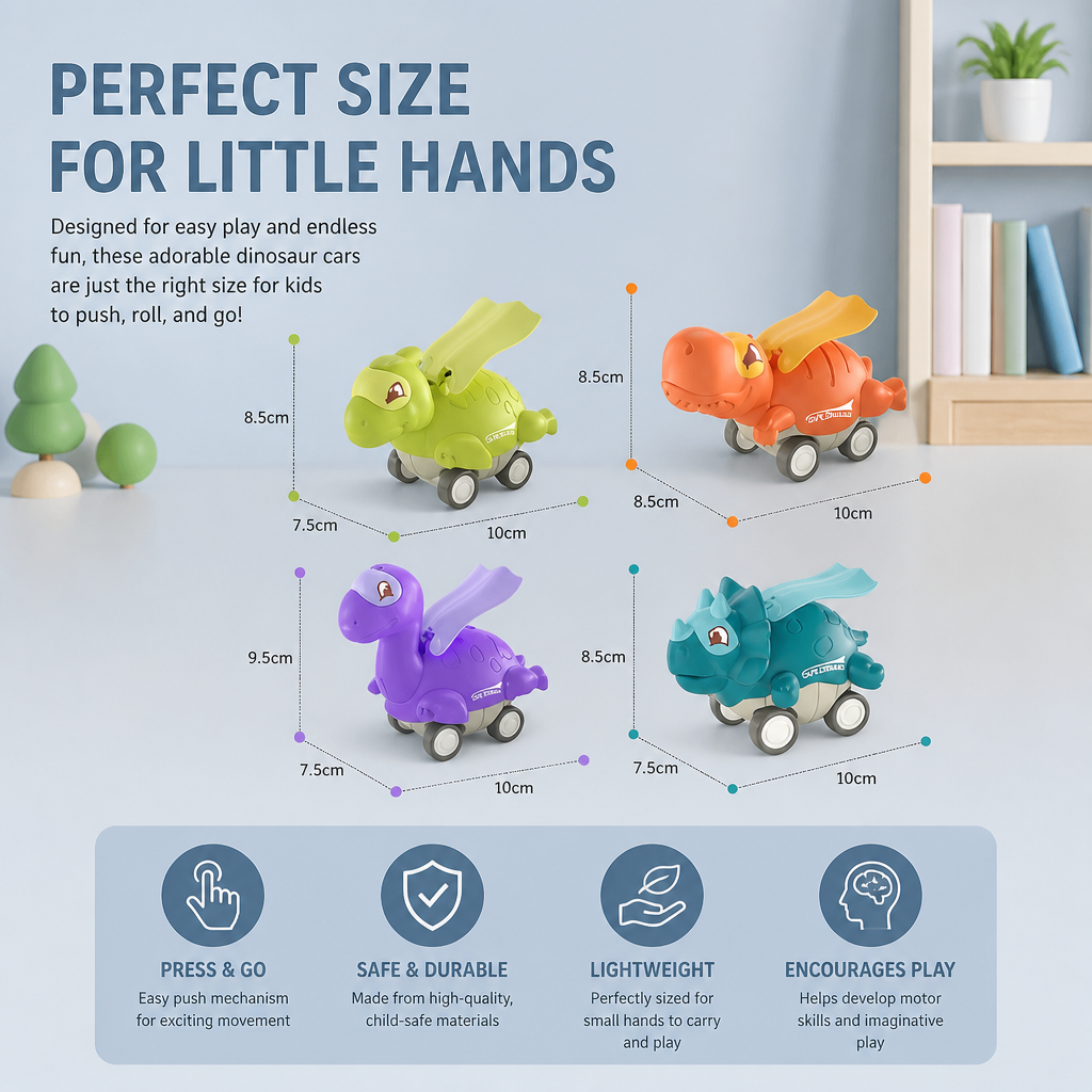 Press & Go Dinosaur Cars – Rolling Dinosaur Toys for Kids