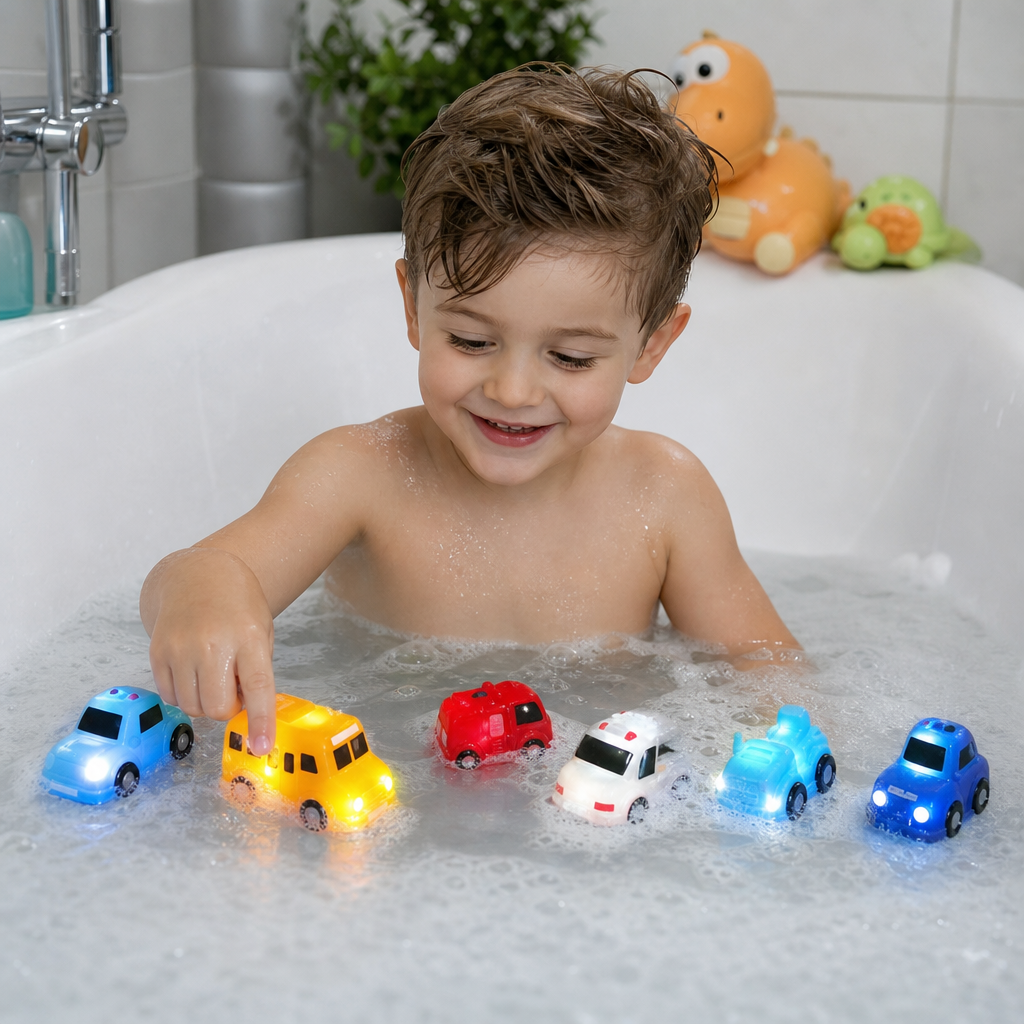 Light-Up Bath Toy Car Set – Water-Activated Baby Bath Toys