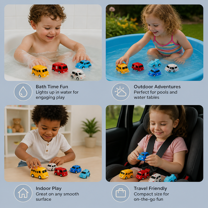 Light-Up Bath Toy Car Set – Water-Activated Baby Bath Toys