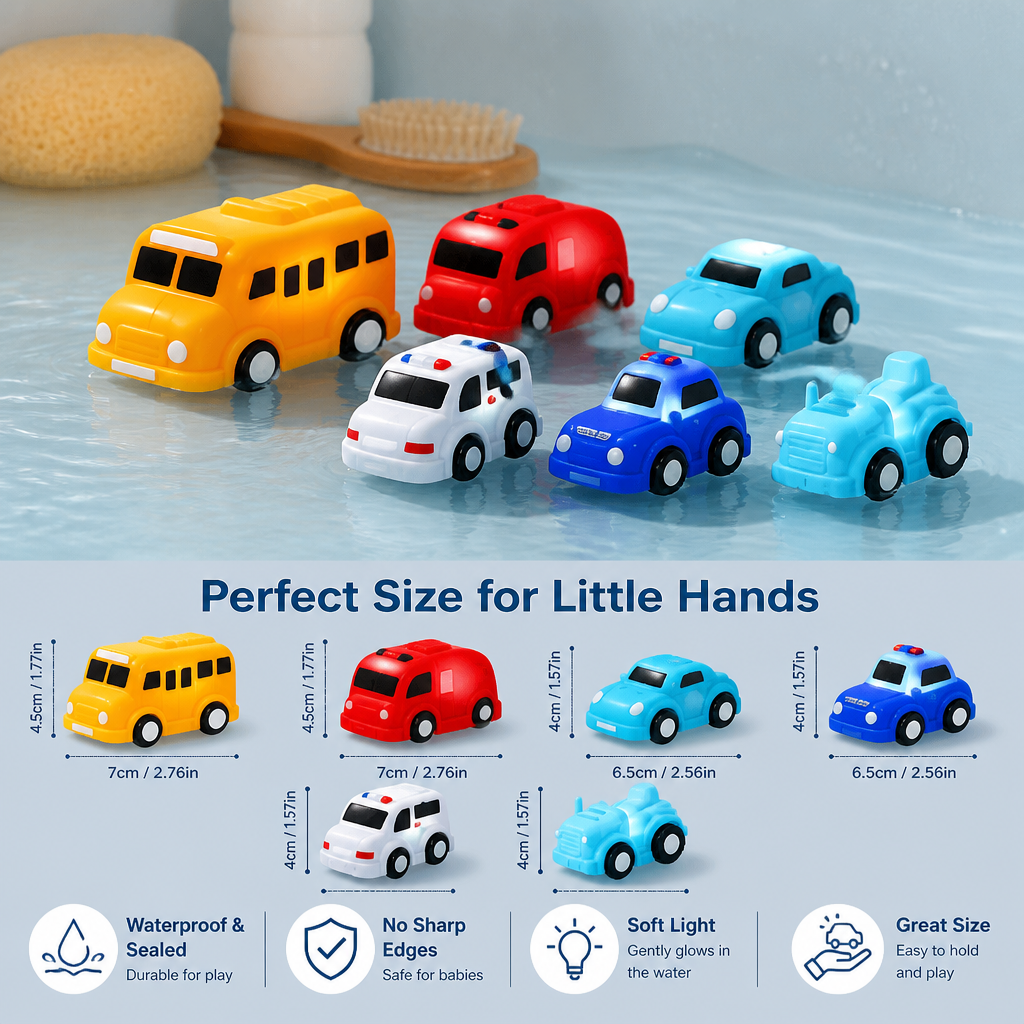 Light-Up Bath Toy Car Set – Water-Activated Baby Bath Toys