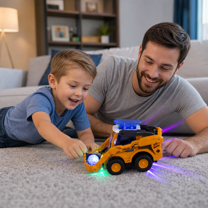 Interactive Light-Up Construction Bulldozer with Ball Launcher for Kids