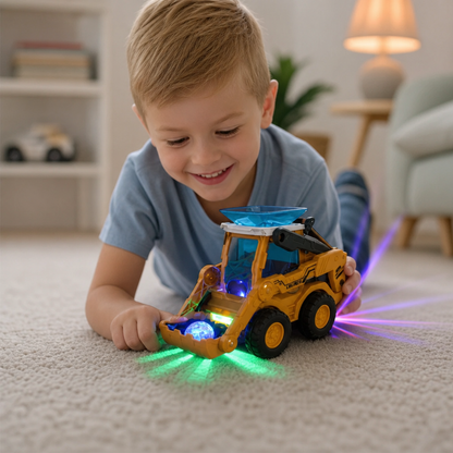 Interactive Light-Up Construction Bulldozer with Ball Launcher for Kids