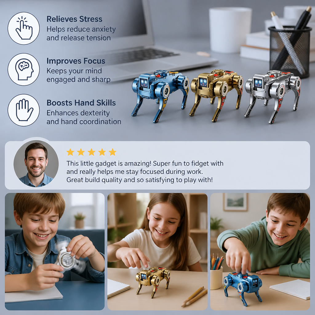 3-in-1 Mechanical Robot Dog Fidget Spinner Toy
