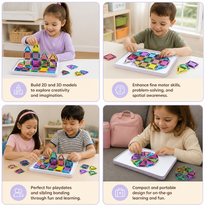 Compact Magnetic Tiles – 40-Piece Montessori Travel Set