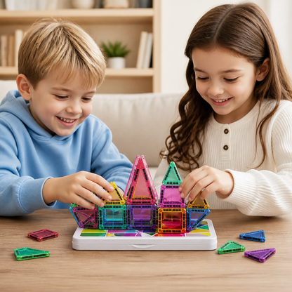Compact Magnetic Tiles – 40-Piece Montessori Travel Set