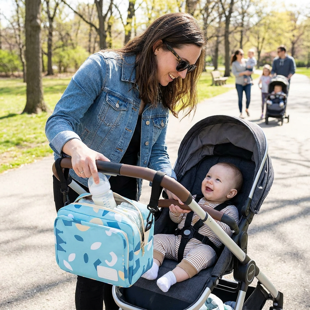 3in1 Stroller Organizer Bag – Waterproof Diaper Caddy with Insulated Pockets