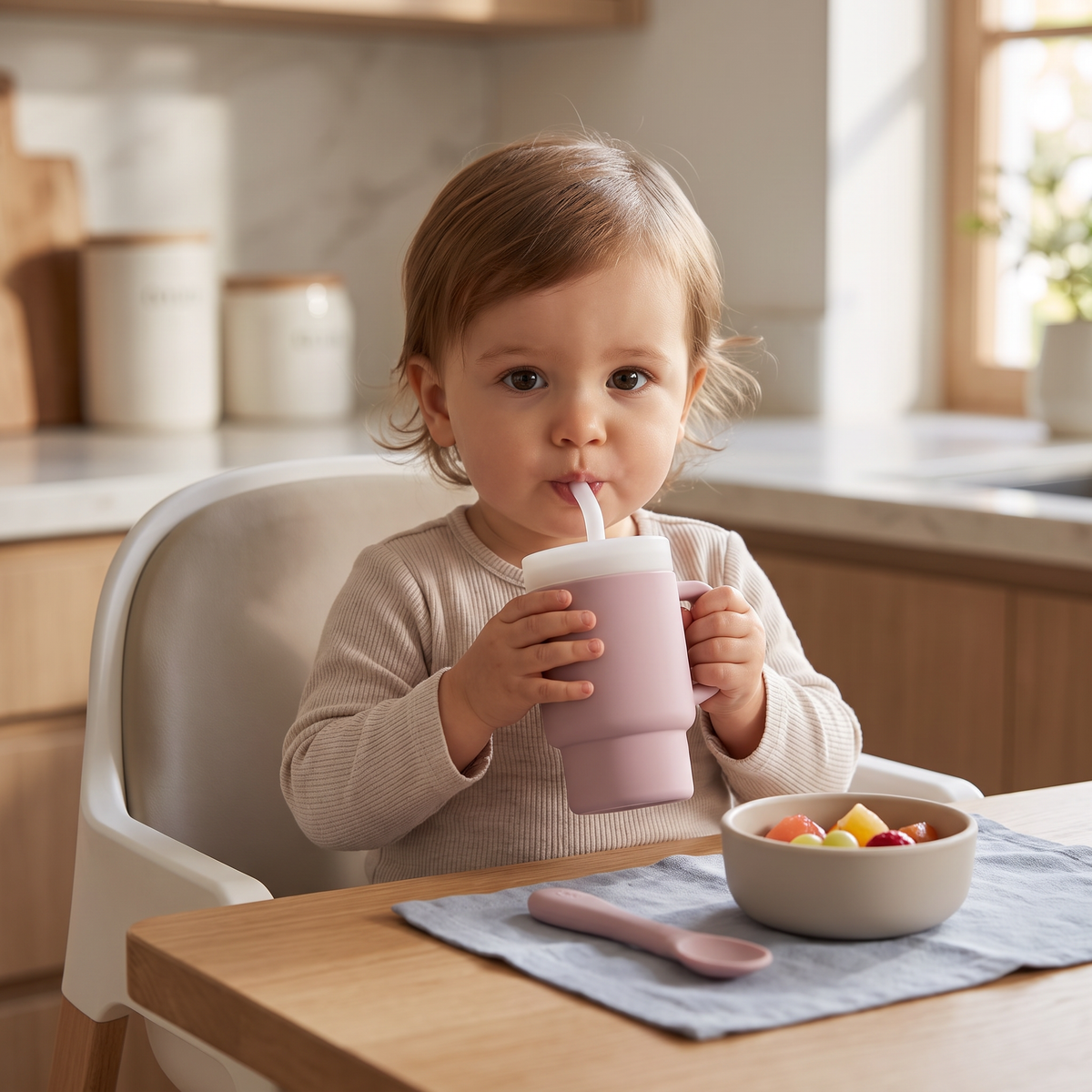 Leakproof Silicone Toddler Straw Cup
