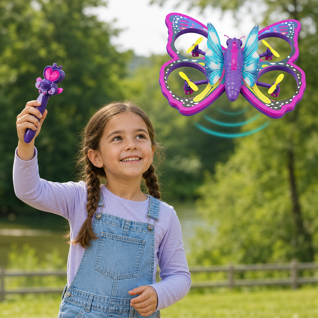 Magic Light-Up Butterfly Quadcopter Toy with Wand Control