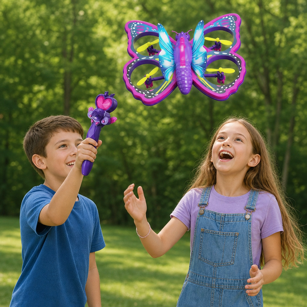 Magic Light-Up Butterfly Quadcopter Toy with Wand Control