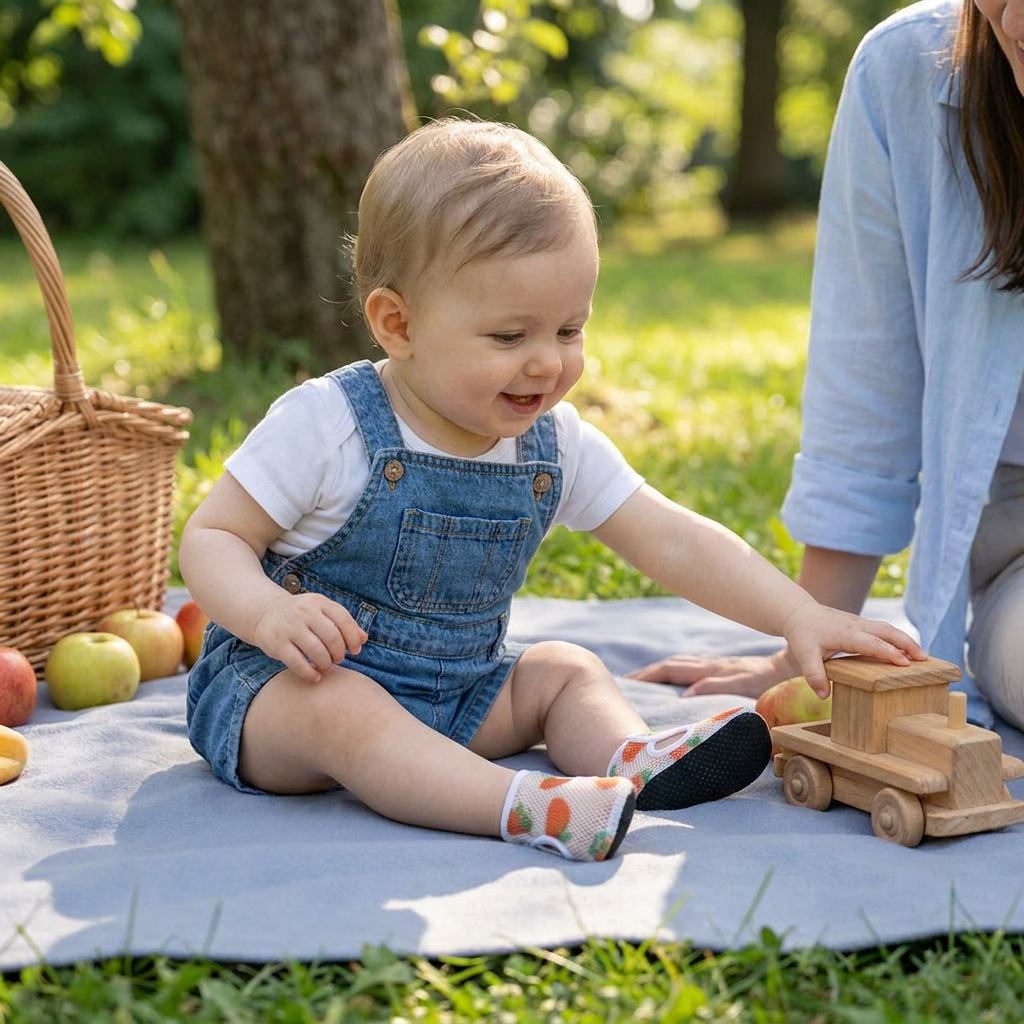 Summer Baby Shoes Made from Breathable Fabric in a Fruit Design
