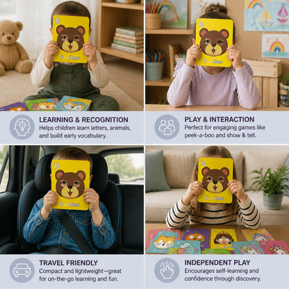Alphabet flashcards with animal designs