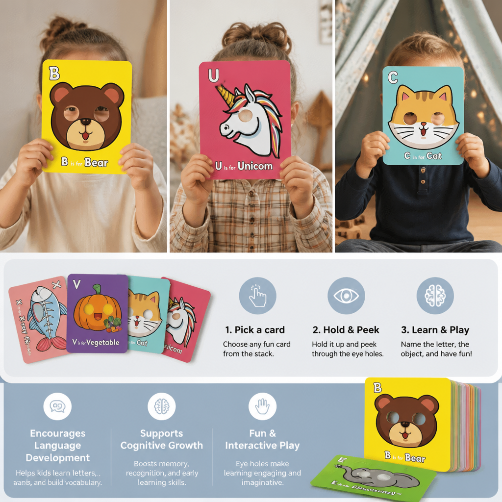 Alphabet flashcards with animal designs