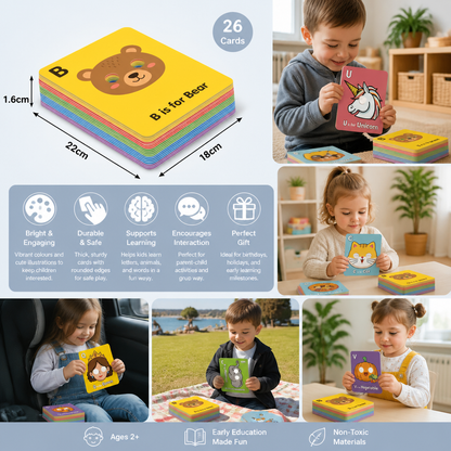 Alphabet flashcards with animal designs