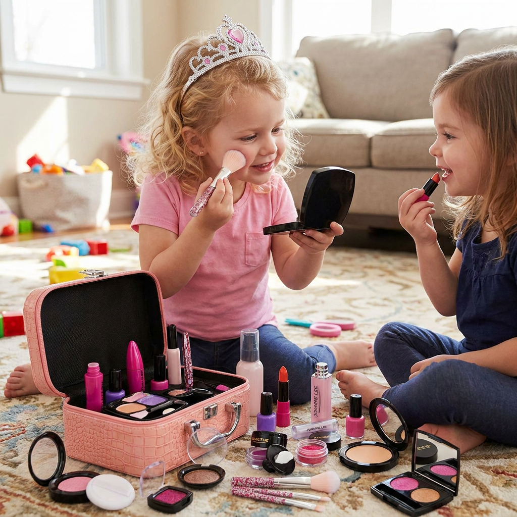Make-up Play Set for Girls – Safe Kids Cosmetic Set with Practical Bag