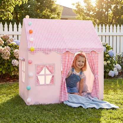 Kids Play House Tent with Checkered Roof