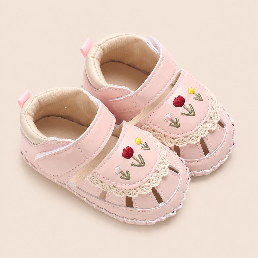 Lace Trim Flower Sneaker Sandals
