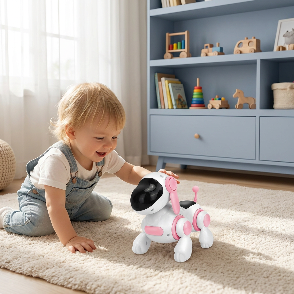 Electric Robot Dog Toy with Walking, Sound & LED Lights for Kids