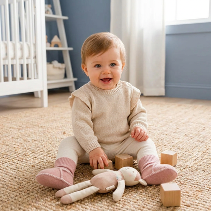 Lined baby winter sock shoes in suede look