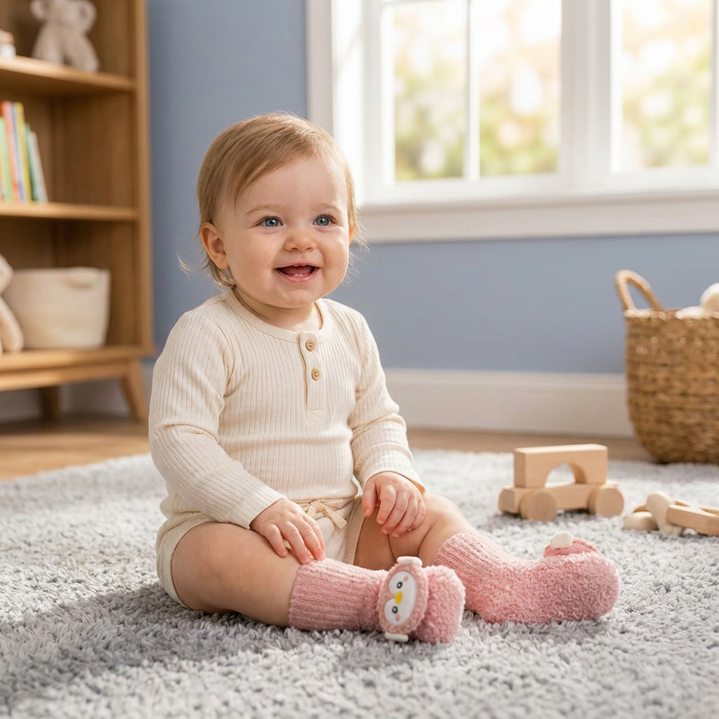 Warm Baby Non-Slip Socks – Lined Knee-High Socks with Cute Design for Babies & Toddlers