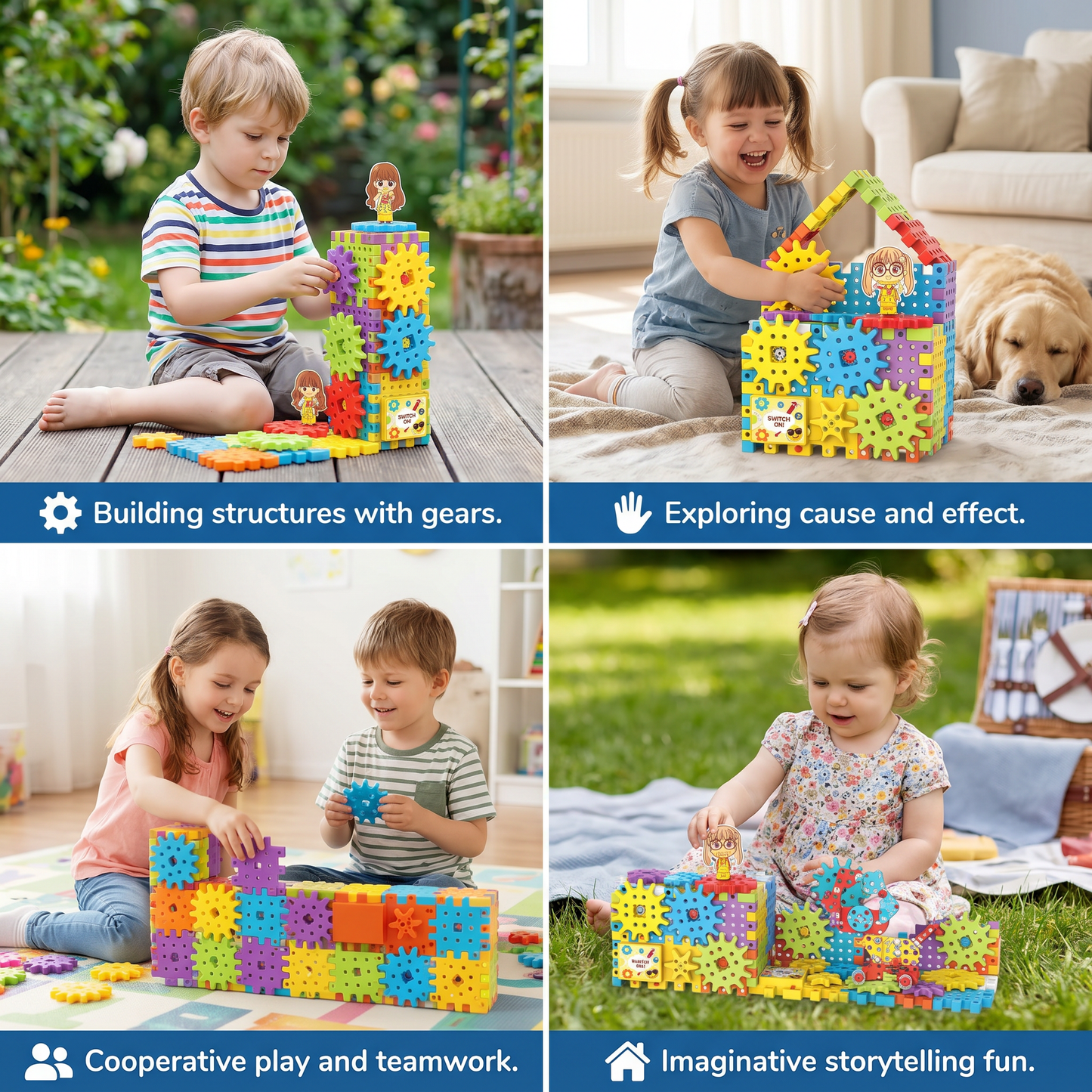 Montessori 3D Gear and Puzzle Blocks