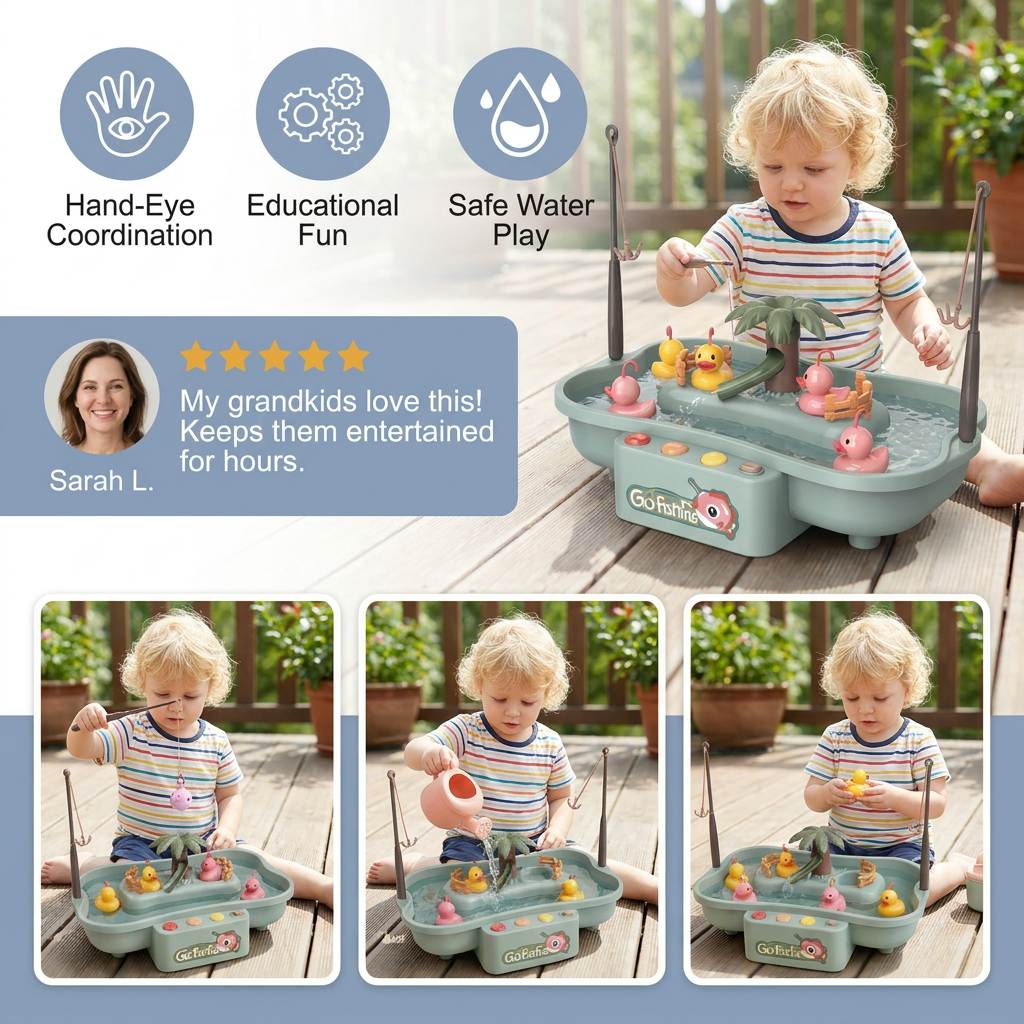Interactive Fishing Game Toy for Kids – Water Play Set with Rods