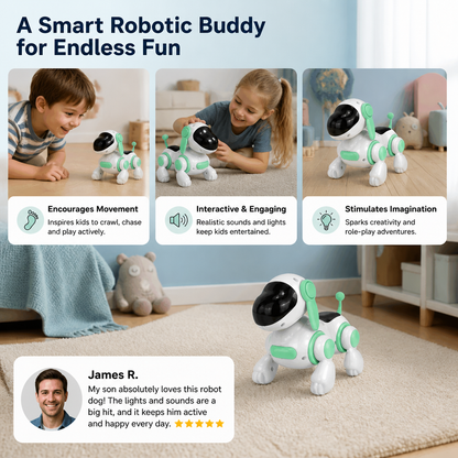 Electric Robot Dog Toy with Walking, Sound & LED Lights for Kids