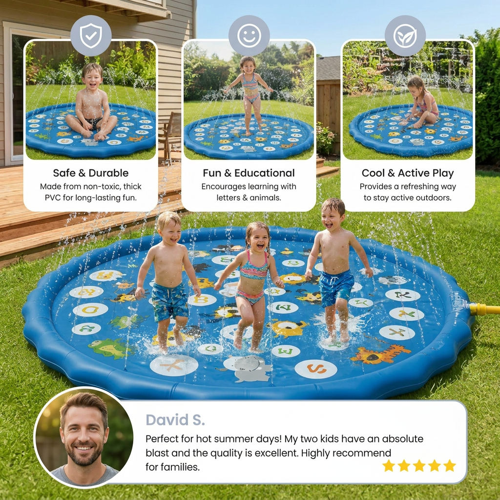 Inflatable Kids Splash Pad with Sprinkler – Outdoor Water Play Mat for Garden & Beach