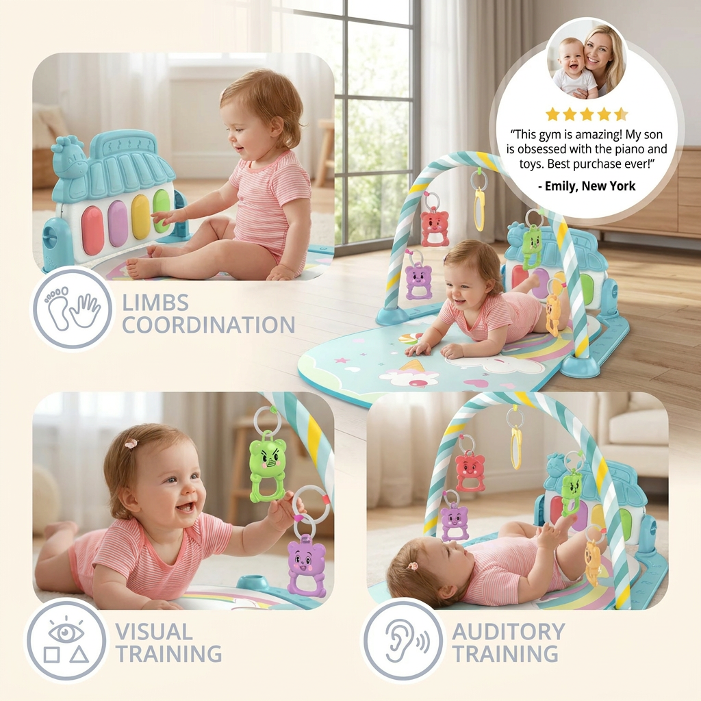 Musical Baby Pedal Piano for Limbs Coordination and Visual & Auditory Training