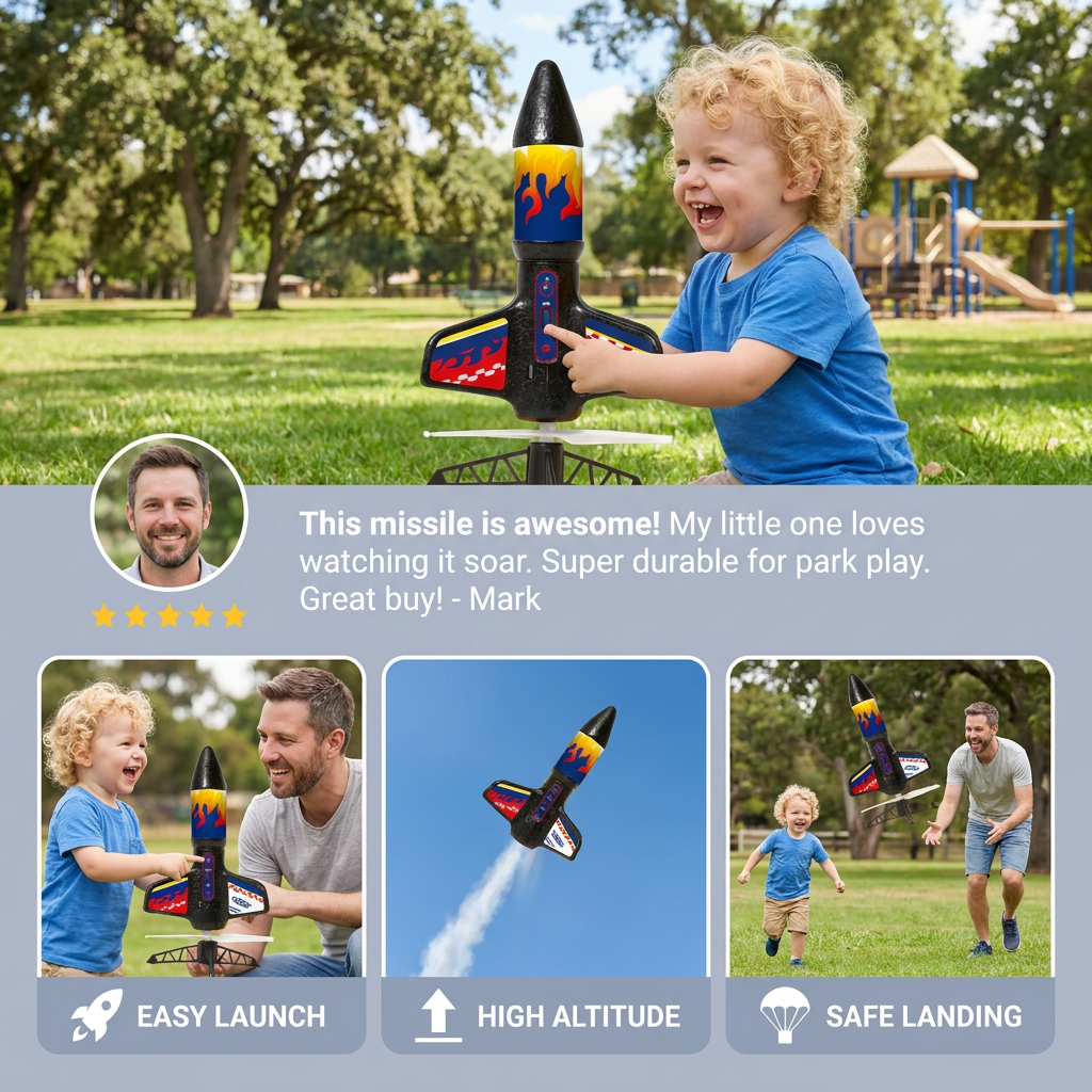 Children's Kung Fu Rocket with Parachute Light-Up Outdoor Sports Toy