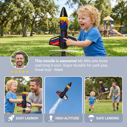 Children's Kung Fu Rocket with Parachute Light-Up Outdoor Sports Toy
