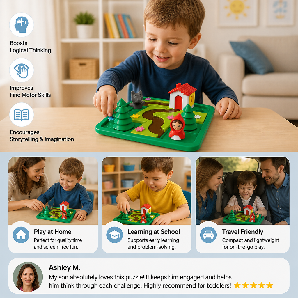 Montessori Little Red Riding Hood Puzzle and Skill Game