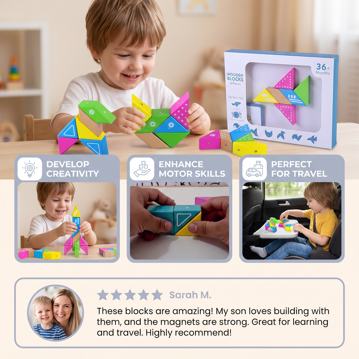 Magnetic Wooden Geometry  Puzzle Blocks