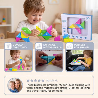 Magnetic Wooden Geometry  Puzzle Blocks