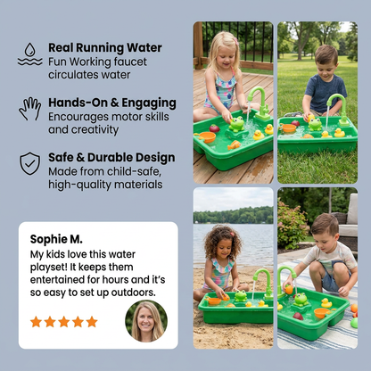 Kids Play Kitchen Sink Set with Running Water & Fishing Game