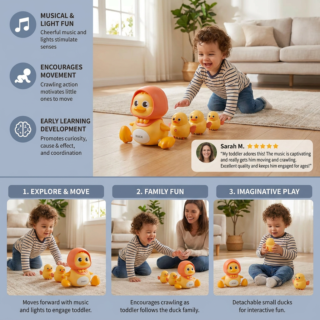Musical Duck Family Crawling & Learning Toy for Babies