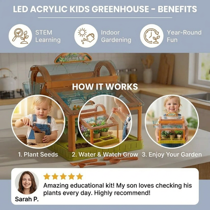 LED Acrylic Kids Greenhouse – Indoor Plant Growing Kit for Learning & Fun