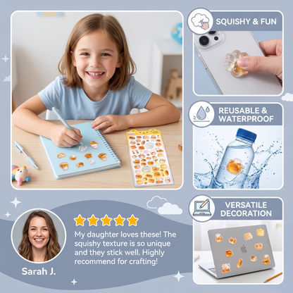 3D Squishy Pet Paw Stickers – Cute Puffy Stickers for Kids