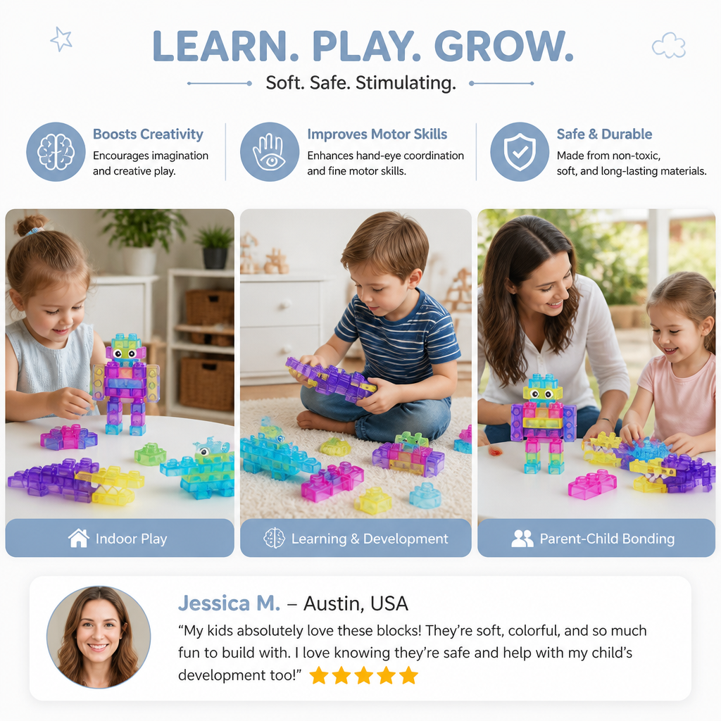 Magical Gummy Blocks, Soft Building Blocks for Children